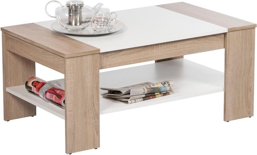 OTTO Stolkom Salontafel Finley met opbergplank Sonoma eik wit BxHxD 100x44x58 cm - Foto 2