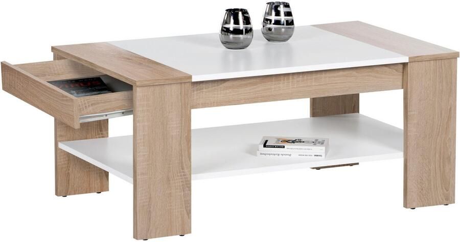 OTTO Stolkom Salontafel Finley met opbergplank Sonoma eik wit BxHxD 100x44x58 cm