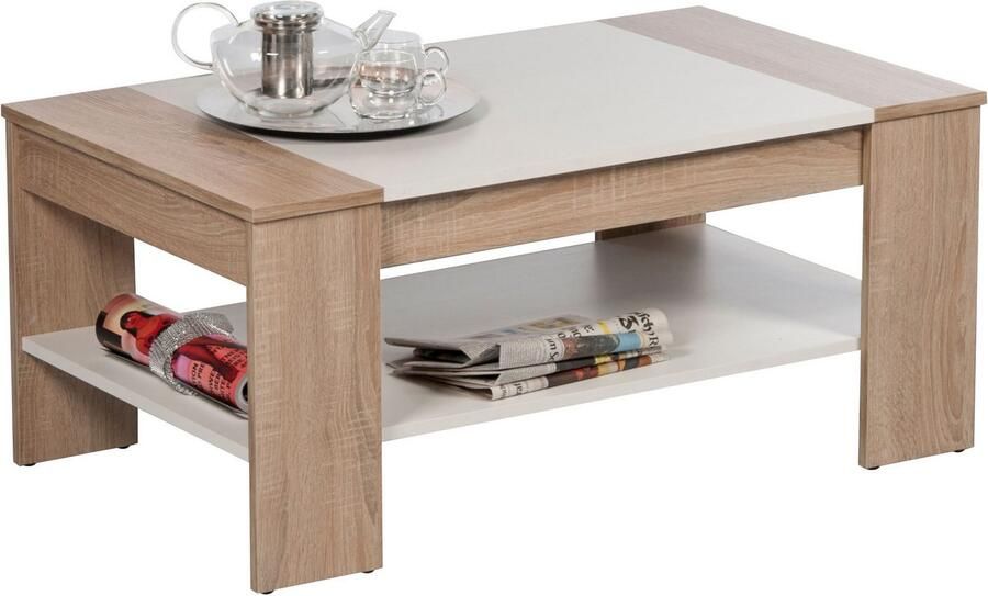 Emob Salontafel Phinney 100x60 eik wit Salontafels outlet Wit; Bruin Melamine; Spaanplaat Salontafels outlet Op voorraad - Foto 2