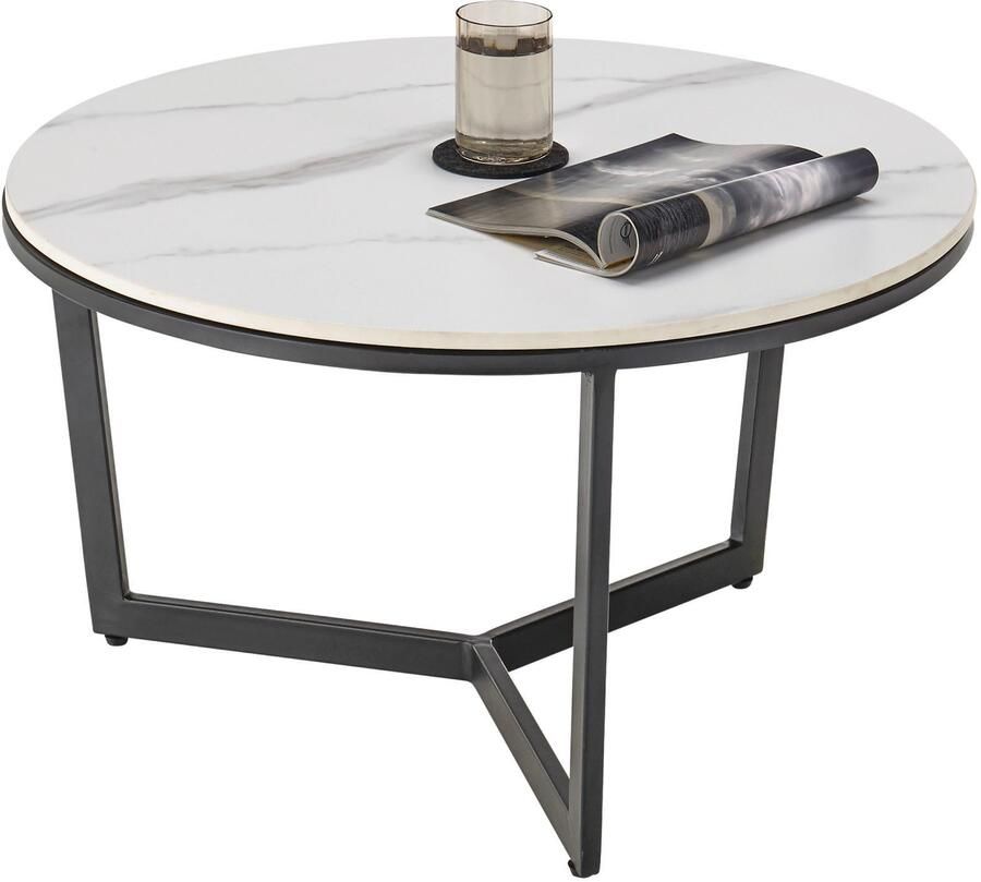 OTTO Stolkom Salontafel HARPER 2 rond keramiek tafelblad gemarmerd - Foto 4