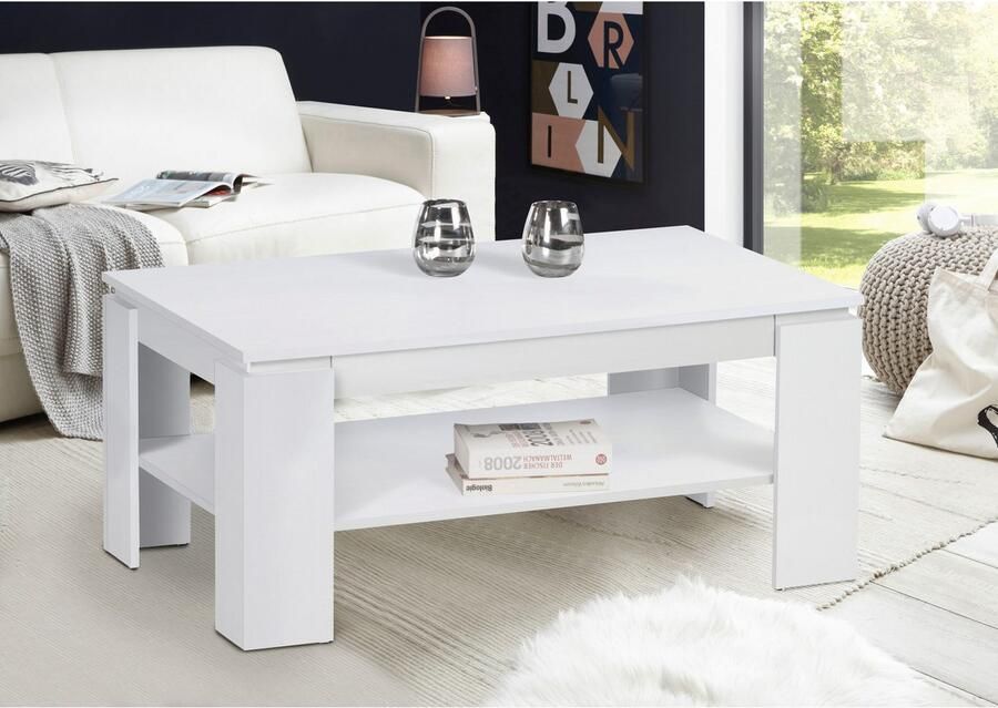 Emob Salontafel Ford 100cm met 1 lade wit Salontafels outlet Wit Spaanplaat Salontafels outlet Op voorraad - Foto 2