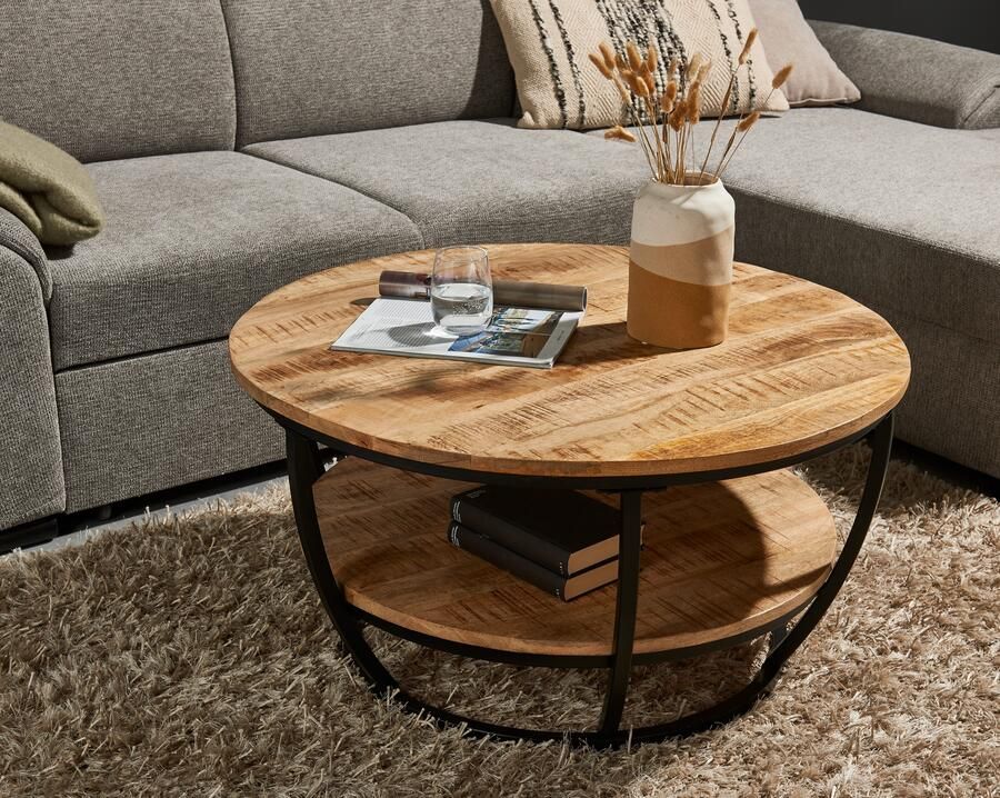 Emob Salontafel Jambi Ø86 x 44 cm Eiken design Ronde salontafels Bruin MDF Ronde salontafels Op voorraad - Foto 5