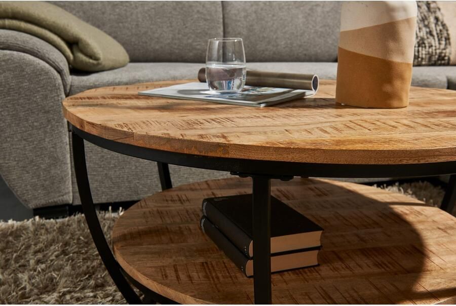 Emob Salontafel Jambi Ø86 x 44 cm Eiken design Ronde salontafels Bruin MDF Ronde salontafels Op voorraad - Foto 4