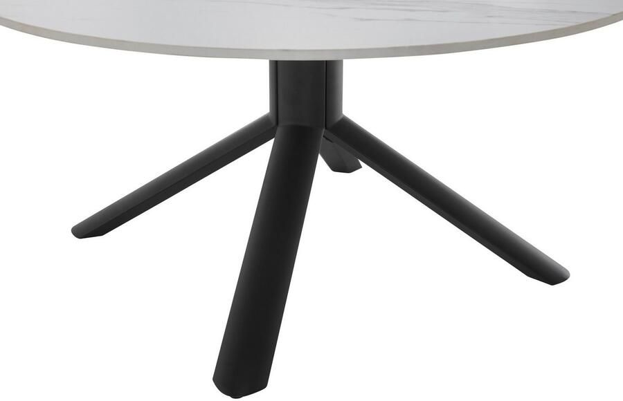 OTTO Stolkom Salontafel Joanna ronde eettafel keramiek wit gemarmerd BxH 90x45 cm Keramische oppervlakte wit gemarmerd 4-poots frame mat zwart - Foto 2