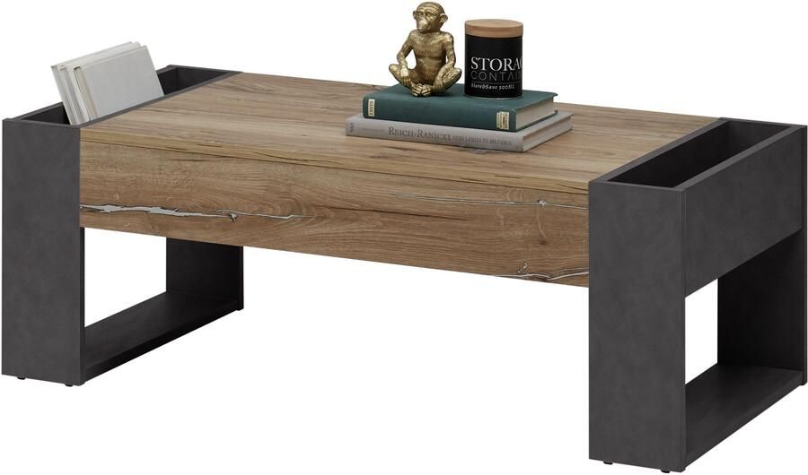 OTTO Stolkom Salontafel Lilo salontafel met opbergvak BxHxD 110x41x60 cm 2 opbergvakken industriële stijl flagstaff eiken - Foto 3