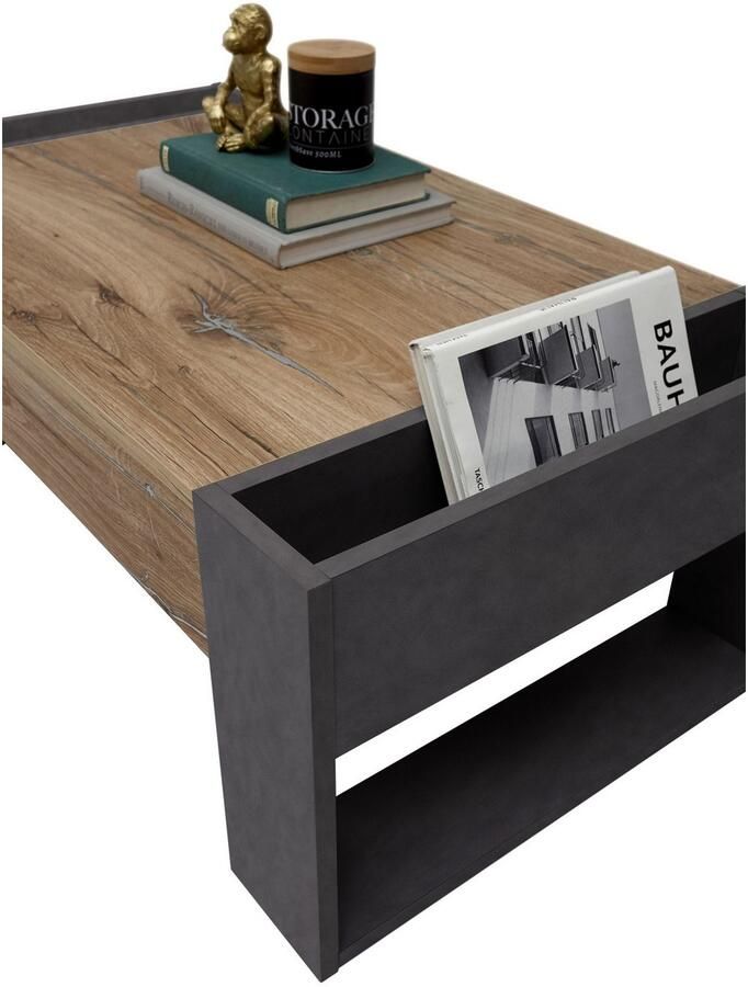 OTTO Stolkom Salontafel Lilo salontafel met opbergvak BxHxD 110x41x60 cm 2 opbergvakken industriële stijl flagstaff eiken