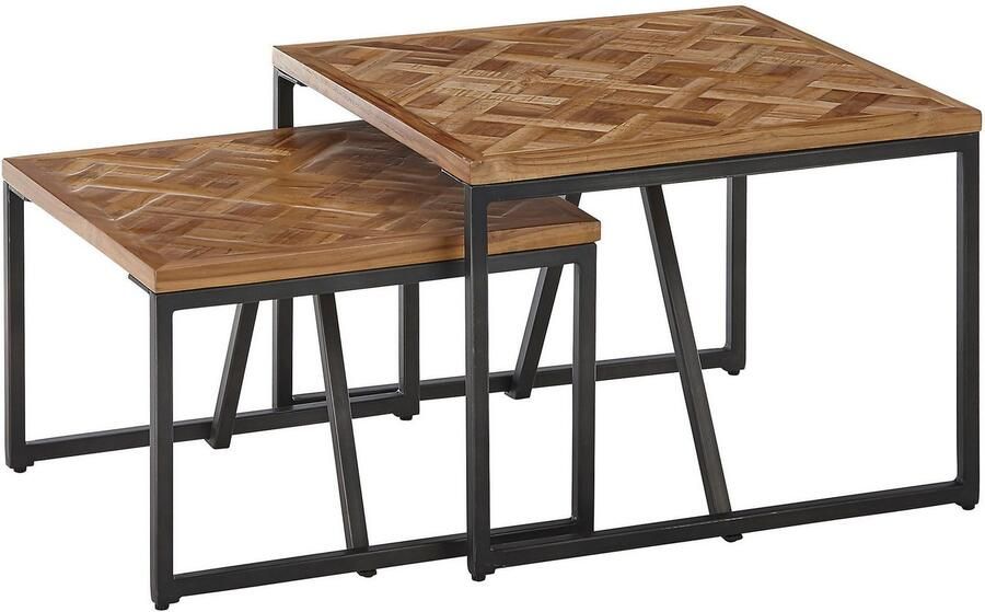 OTTO Stolkom Salontafel Lola 2-delig set massief teak gerecycled met patroon - Foto 3
