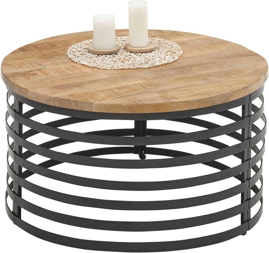 OTTO Stolkom Salontafel Marly massief houten ronde tafel salontafel BxH 80x40 cm - Foto 3