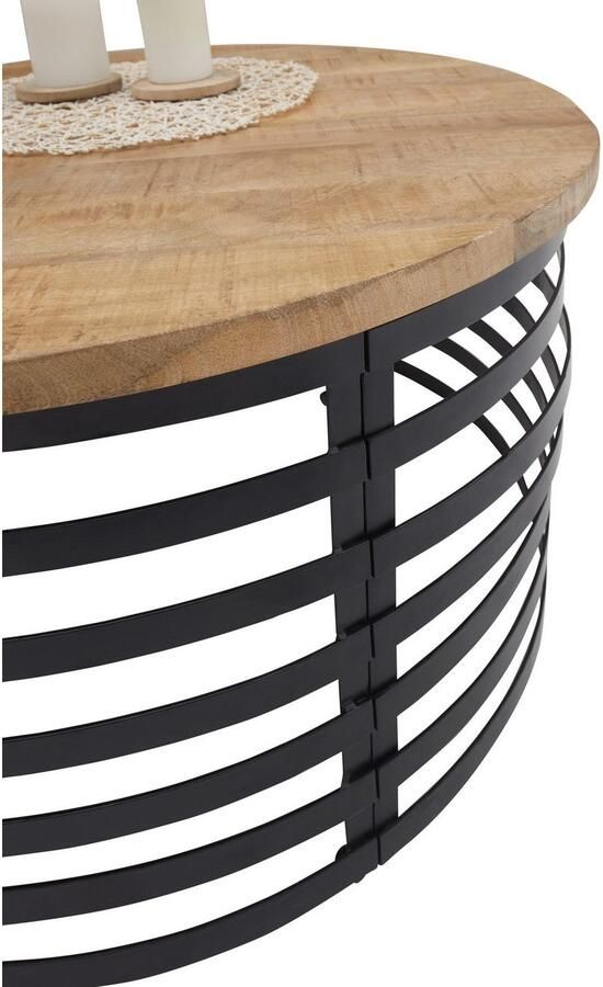 OTTO Stolkom Salontafel Marly massief houten ronde tafel salontafel BxH 80x40 cm - Foto 2