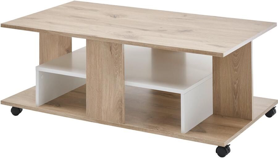 OTTO Stolkom Salontafel Marti met wielen en planken Rima eik wit BxHxD 110x42 5x60 cm - Foto 5