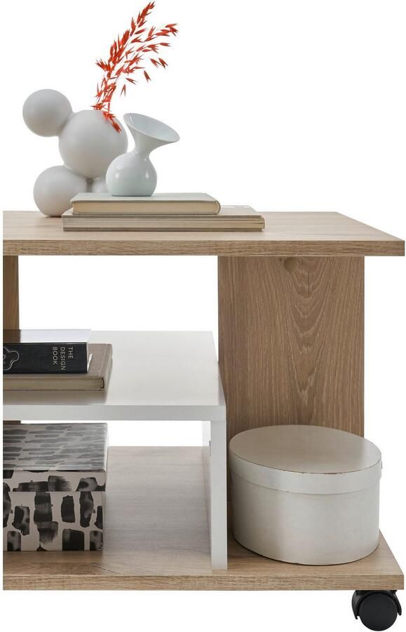 OTTO Stolkom Salontafel Marti met wielen en planken Rima eik wit BxHxD 110x42 5x60 cm - Foto 4