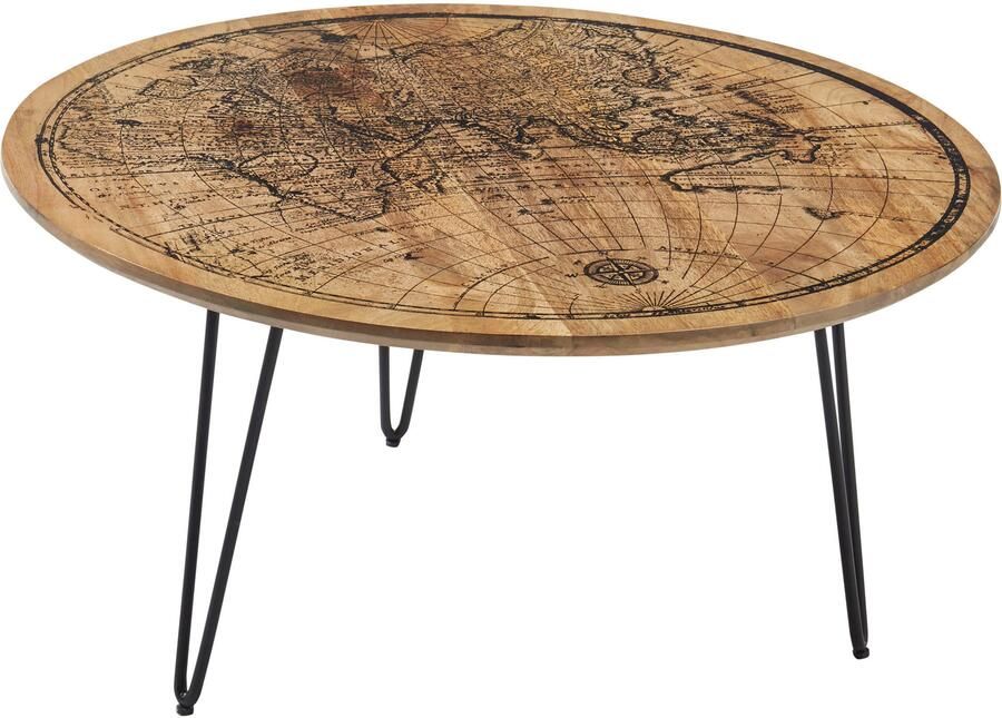 OTTO Stolkom Salontafel Napcoa met wereldkaart print tafel in massief mango hout - Foto 4