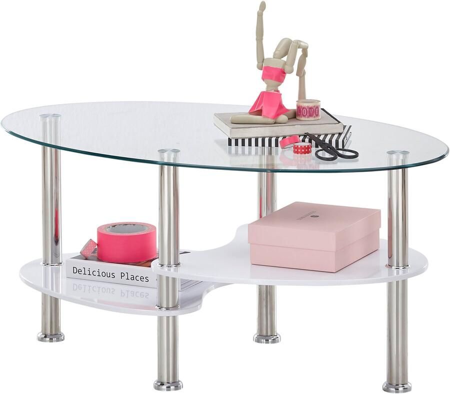 OTTO Stolkom Salontafel Panty glazen tafel salontafel bijzettafel glas BxHxD 90x42x55 cm Veiligheidsglas 8 mm legplank in MDF eiken Artisan en eiken Sonoma - Foto 4