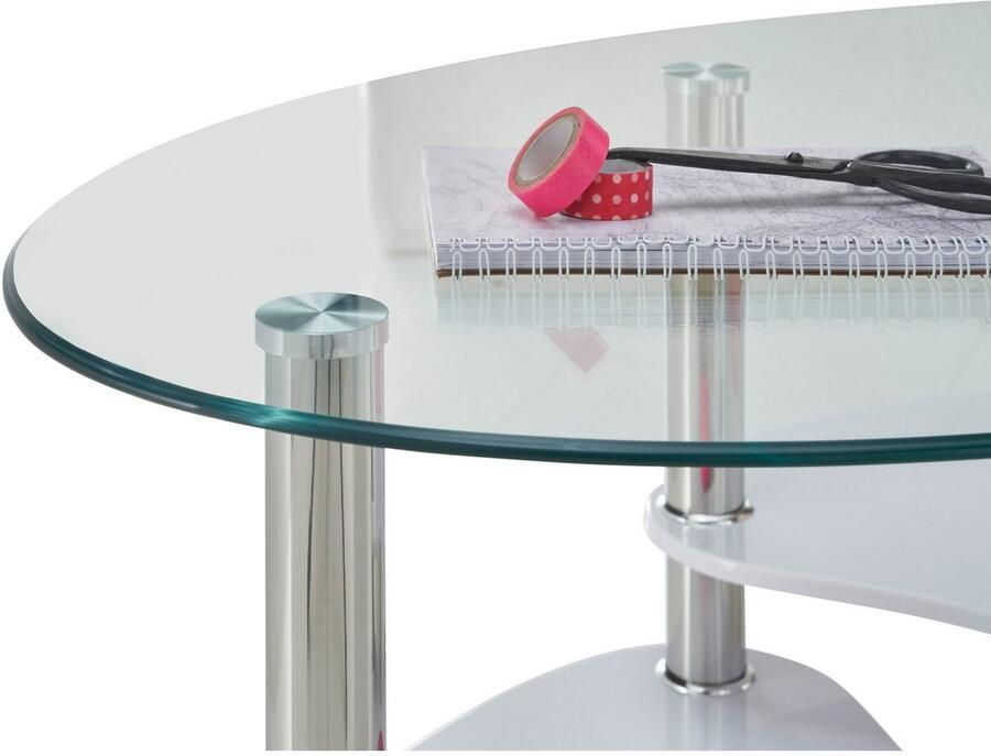 OTTO Stolkom Salontafel Panty glazen tafel salontafel bijzettafel glas BxHxD 90x42x55 cm Veiligheidsglas 8 mm legplank in MDF eiken Artisan en eiken Sonoma