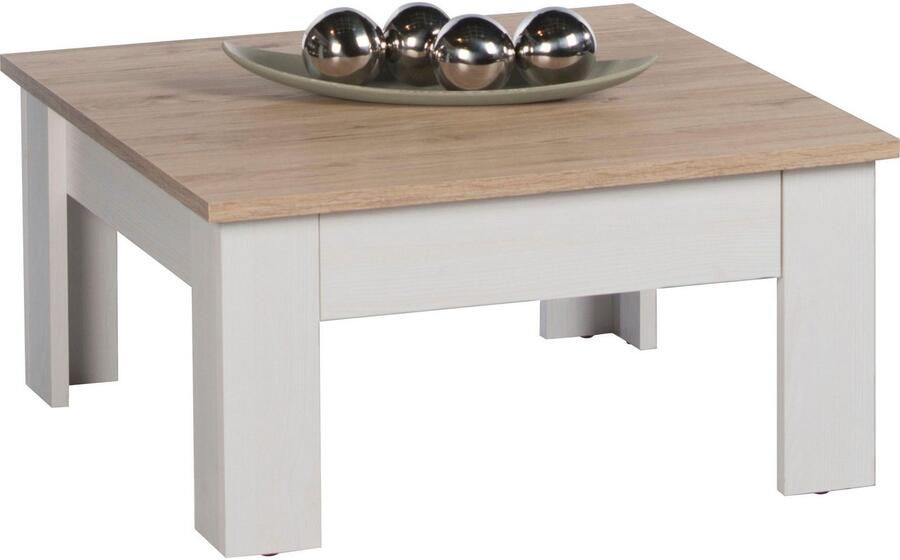 Emob Salontafel Armando 78 x 78cm met 1 lade eik wit Salontafels outlet Wit; Bruin Spaanplaat Salontafels outlet Op voorraad - Foto 3