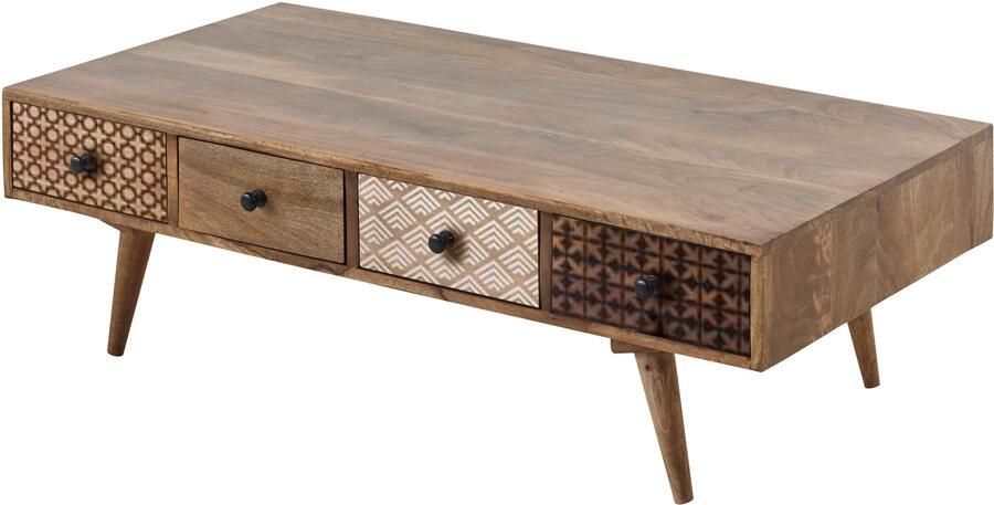 OTTO Stolkom Salontafel Shari salontafel met lades massief hout BxHxD 117x36x60 cm Massief mango hout 8 lades met verschillende gedessineerde fronten - Foto 4