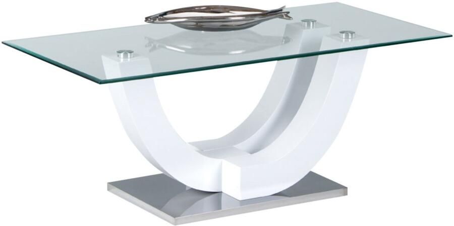 OTTO Stolkom Salontafel Swing glazen tafel salontafel met glas BxHxD 120x48x60 cm Veiligheidsglas 8mm dik U-vormig frame in hoogglans wit gelakt - Foto 2
