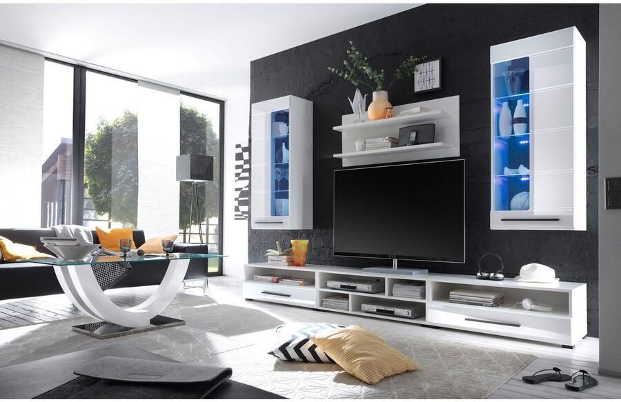 OTTO Stolkom Salontafel Swing glazen tafel salontafel met glas BxHxD 120x48x60 cm Veiligheidsglas 8mm dik U-vormig frame in hoogglans wit gelakt