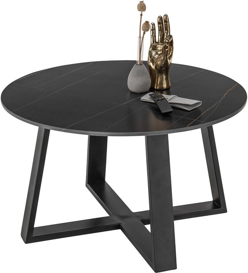 OTTO Stolkom Salontafel Tanea salontafel keramiek rond zwart gemarmerd BxHxD 110x40x70 cm - Foto 4