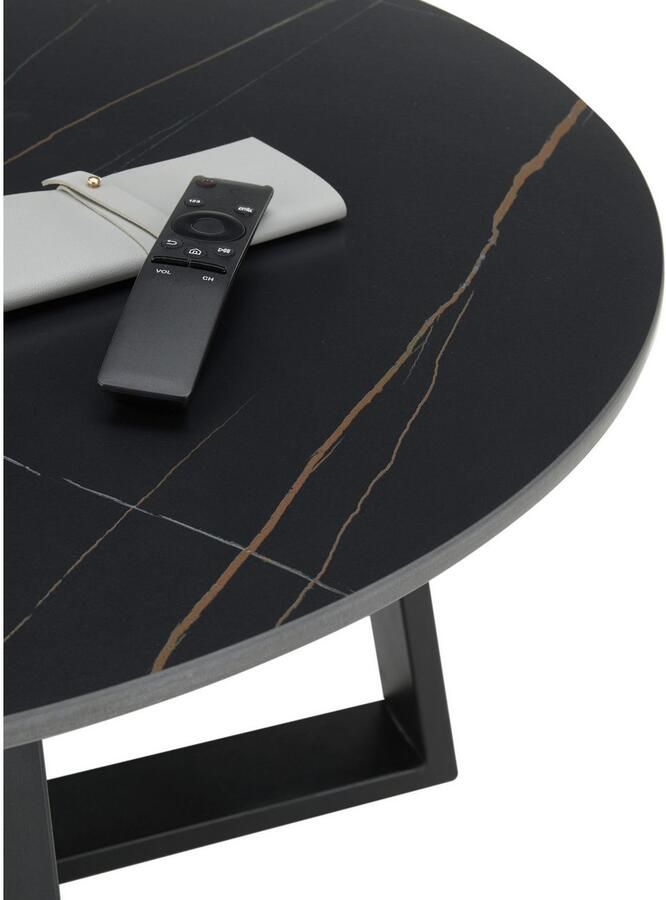 OTTO Stolkom Salontafel Tanea salontafel keramiek rond zwart gemarmerd BxHxD 110x40x70 cm - Foto 3