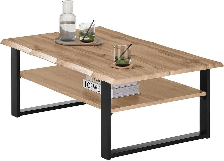 OTTO Stolkom Salontafel Venice salontafel met boomrand BxHxD 107x40x66 cm Boomrandlook industriële stijl 1 opbergplank Wotan eikenlook - Foto 3