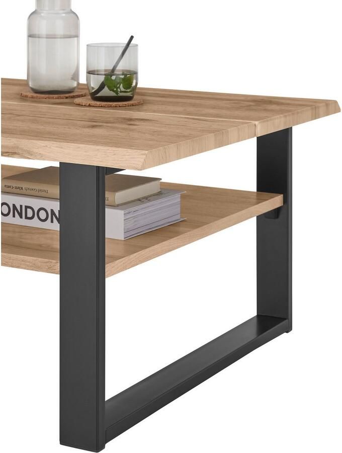 OTTO Stolkom Salontafel Venice salontafel met boomrand BxHxD 107x40x66 cm Boomrandlook industriële stijl 1 opbergplank Wotan eikenlook - Foto 2