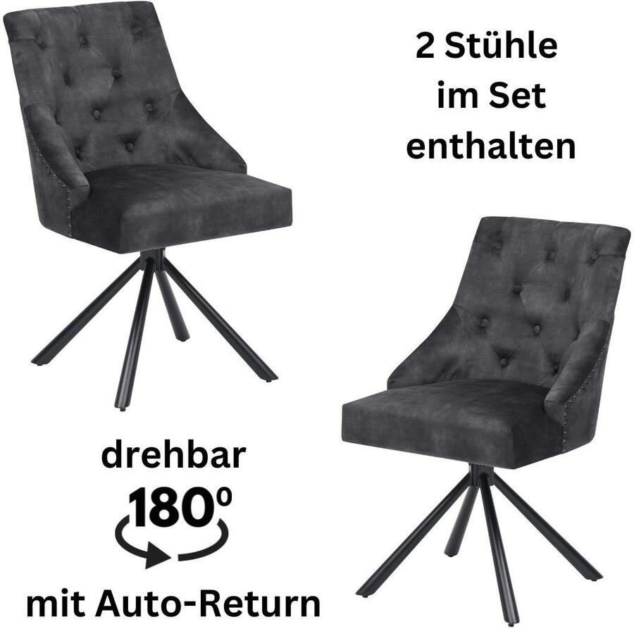 OTTO Stolkom Stoel JOHANNA 180 graden draaibaar met auto-return (set 2 stuks)