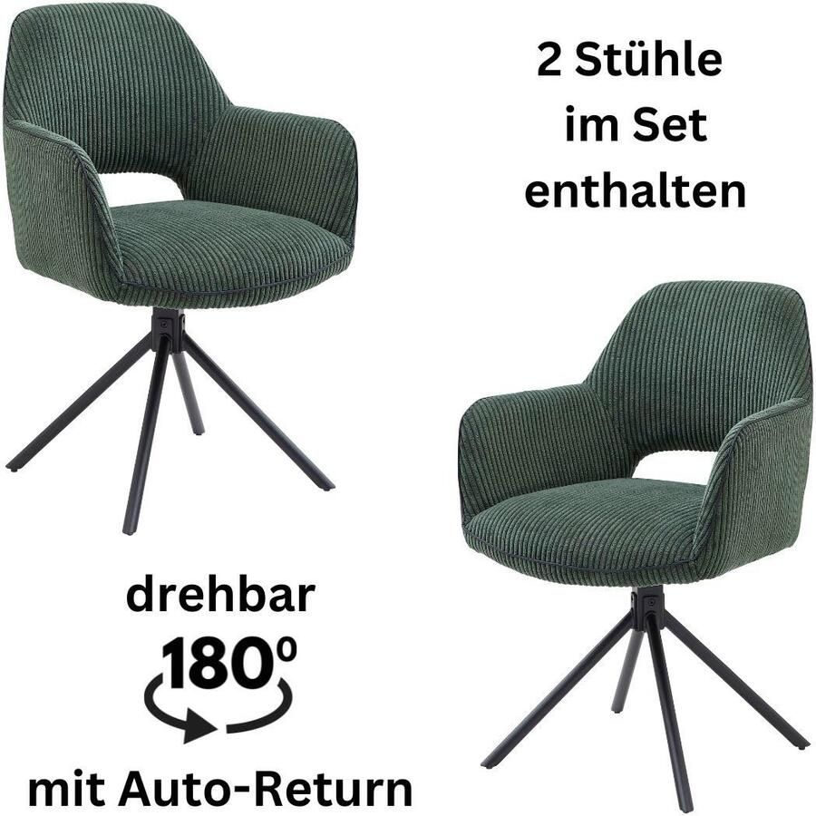 OTTO Stolkom Stoel met armleuningen Adrina 180 graden draaibaar met auto-return (set 2 stuks) - Foto 7