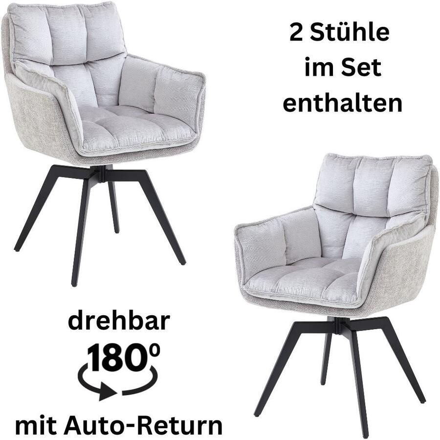 OTTO Stolkom Stoel met armleuningen Alani 180 graden draaibaar met auto-return (set 2 stuks) - Foto 6