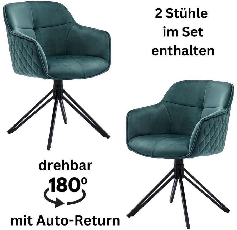 OTTO Stolkom Stoel met armleuningen EMMA 180 graden draaibaar met auto-return (set 2 stuks) - Foto 11