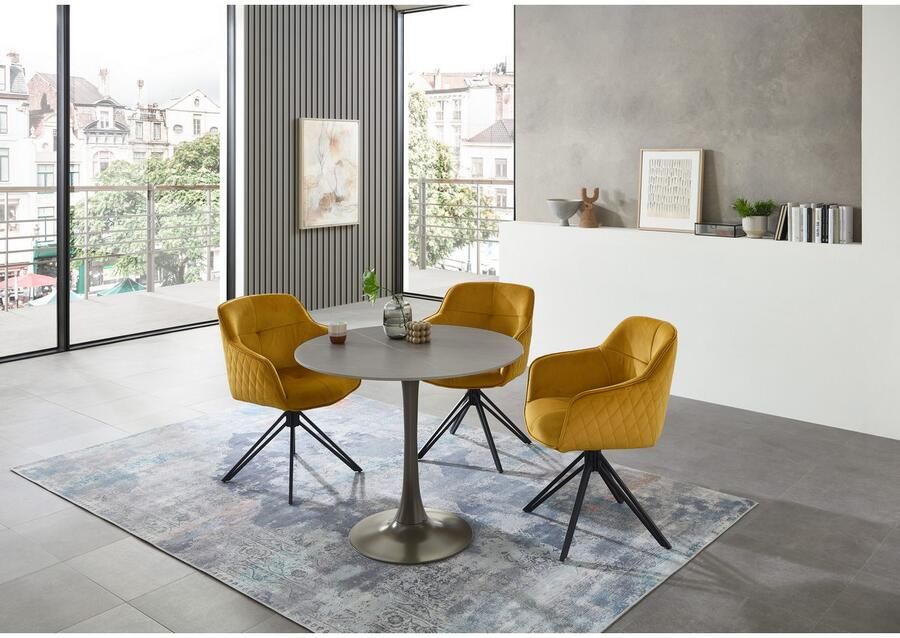 OTTO Stolkom Eettafel Josh ronde eettafel keramiek gemarmerd BxH 90x75 cm Keramische oppervlakte gemarmerd keuze uit wit grijs of zwart - Foto 3