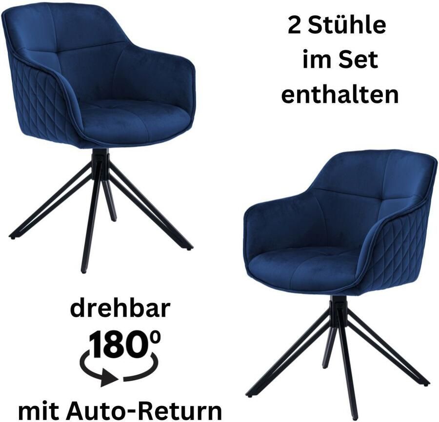 OTTO Stolkom Stoel met armleuningen EMMA 180 graden draaibaar met auto-return (set 2 stuks) - Foto 7