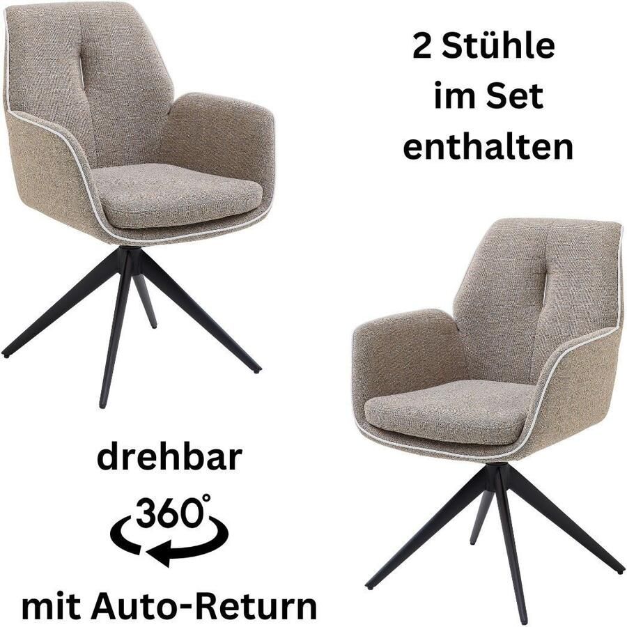 OTTO Stolkom Stoel met armleuningen Enja 360 graden draaibaar met auto-return (set 2 stuks) - Foto 12