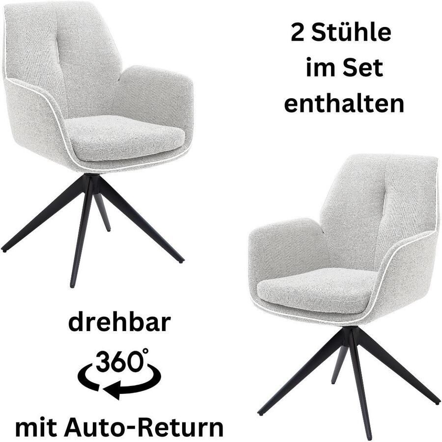 OTTO Stolkom Stoel met armleuningen Enja 360 graden draaibaar met auto-return (set 2 stuks) - Foto 4