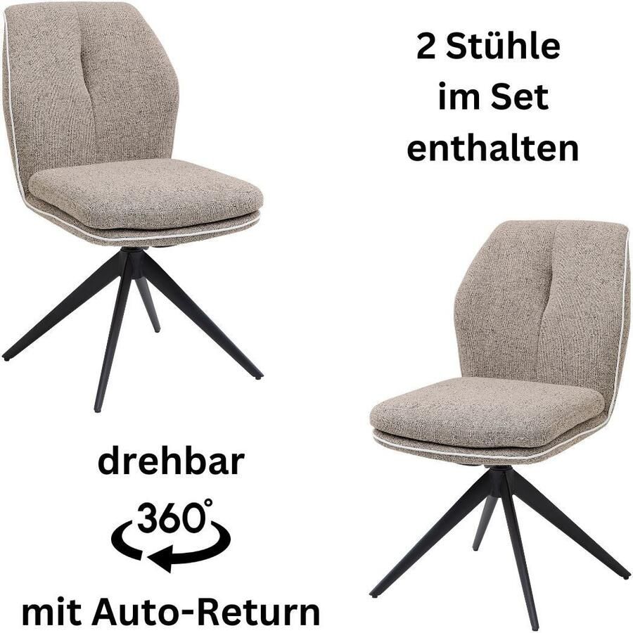OTTO Stolkom Stoel met armleuningen Enja 360 graden draaibaar met auto-return (set 2 stuks) - Foto 3