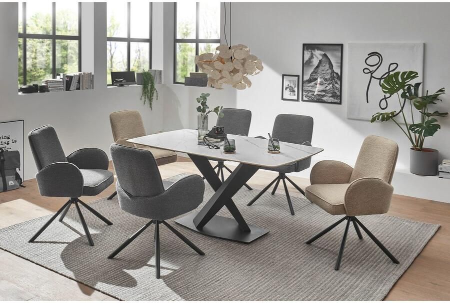 OTTO Stolkom Eettafel Ventura eettafel keramiek BxHxD 180x75x90 cm Keramische oppervlakte afgeronde hoeken metalen frame mat zwart - Foto 8