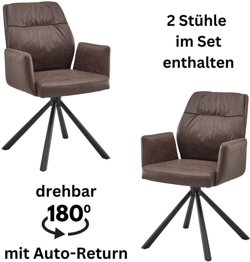 OTTO Stolkom Stoel met armleuningen Mara 180 graden draaibaar met auto-return (set 2 stuks) - Foto 8