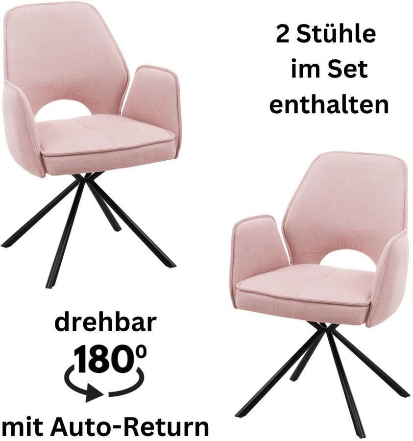 OTTO Stolkom Stoel met armleuningen Nele 180 graden draaibaar met auto-return (set 2 stuks) - Foto 5