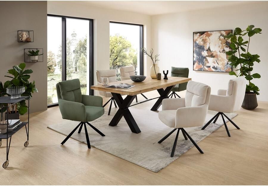 OTTO Stolkom Stoel met armleuningen Sofia 180 graden draaibaar met auto-return bonnellvering in de zitting (set 2 stuks)