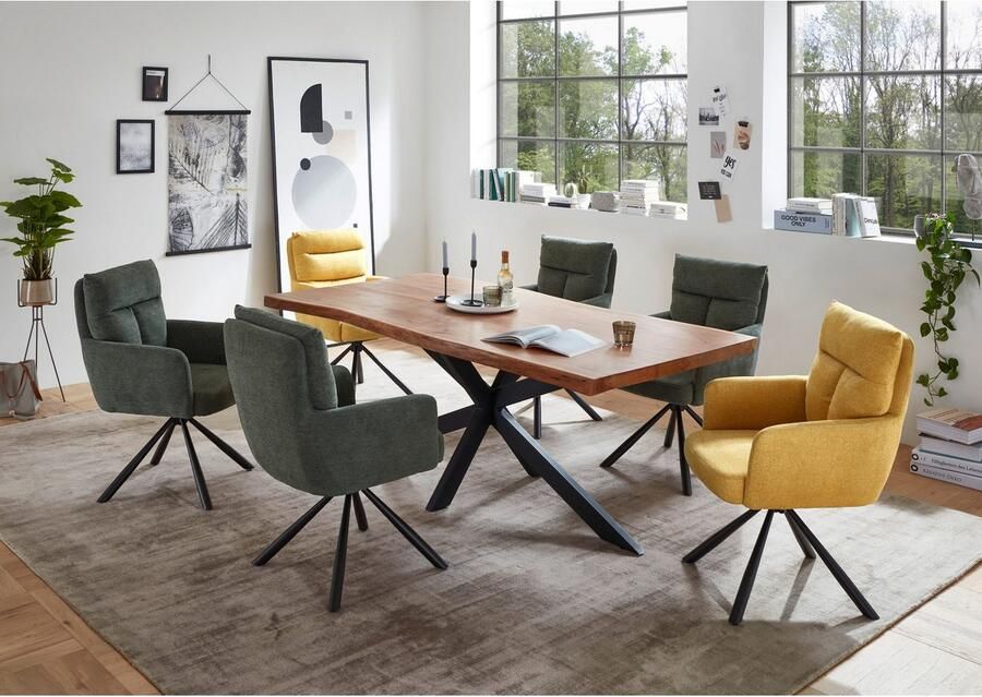 OTTO Stolkom Stoel met armleuningen Sofia 180 graden draaibaar met auto-return bonnellvering in de zitting (set 2 stuks) - Foto 3