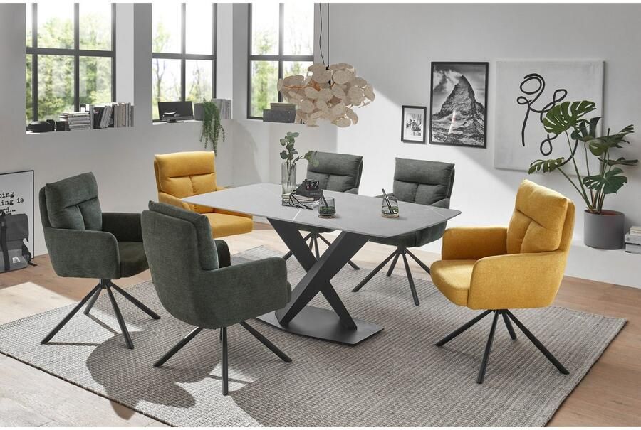 OTTO Stolkom Eettafel Ventura eettafel keramiek BxHxD 180x75x90 cm Keramische oppervlakte afgeronde hoeken metalen frame mat zwart - Foto 7