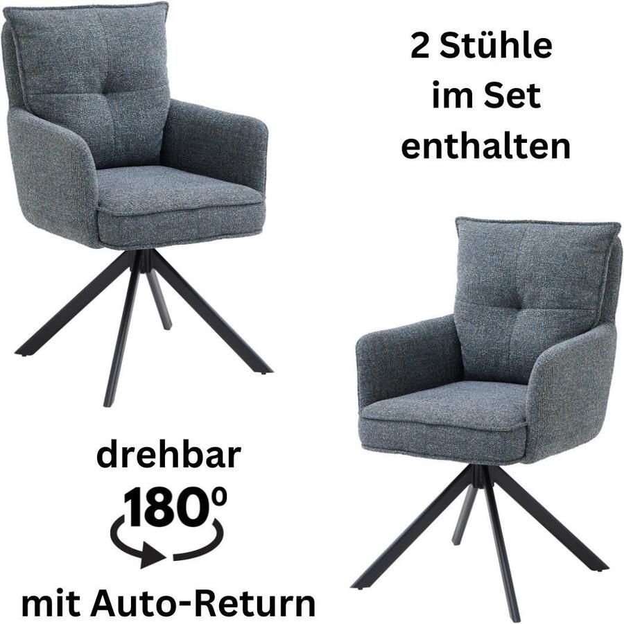 OTTO Stolkom Stoel met armleuningen Sofia young 180 graden draaibaar met auto-return bonnellvering in de zitting (set 2 stuks) - Foto 5