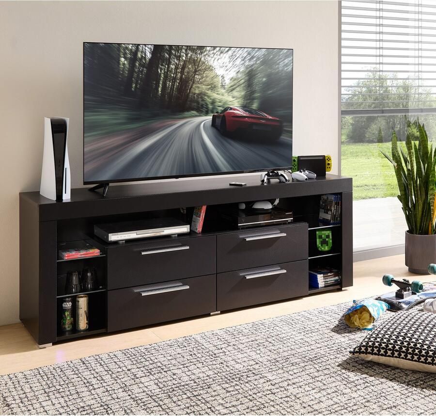 OTTO Stolkom Tv-kast Goal 4 lades 6 open vakken afmetingen 179 66 44 cm