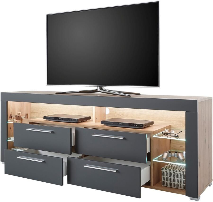 OTTO Stolkom Tv-kast Goal 4 lades 6 open vakken afmetingen 179 66 44 cm