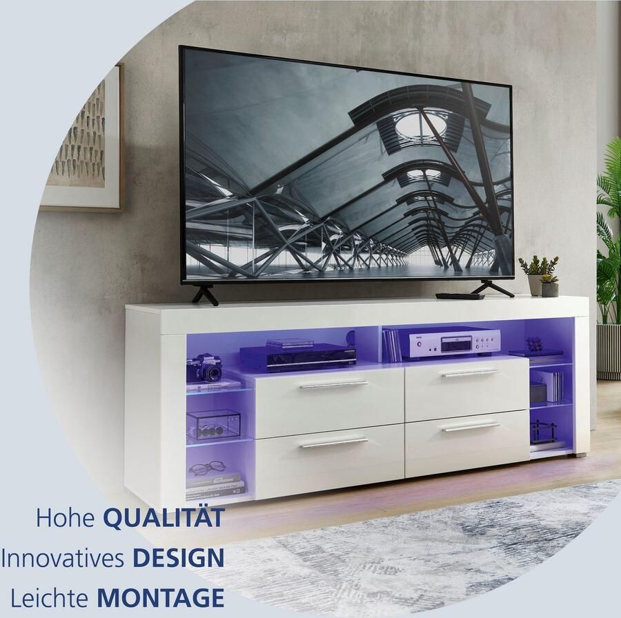 OTTO Stolkom Tv-kast Goal 4 lades 6 open vakken afmetingen 179 66 44 cm