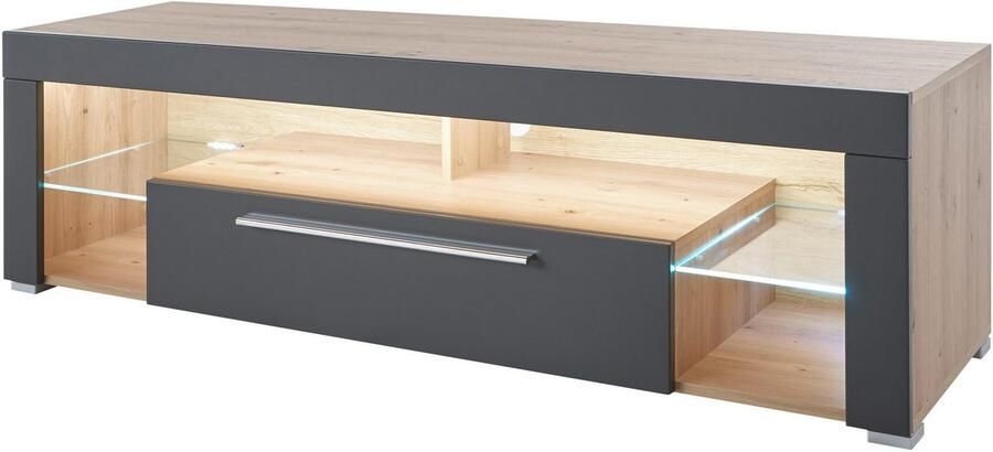 Emob Tv-meubel Gazza 153cm met 1 deur grijs eik Woonkamerkasten Bruin; Grijs MDF; Spaanplaat Woonkamerkasten Op voorraad - Foto 3