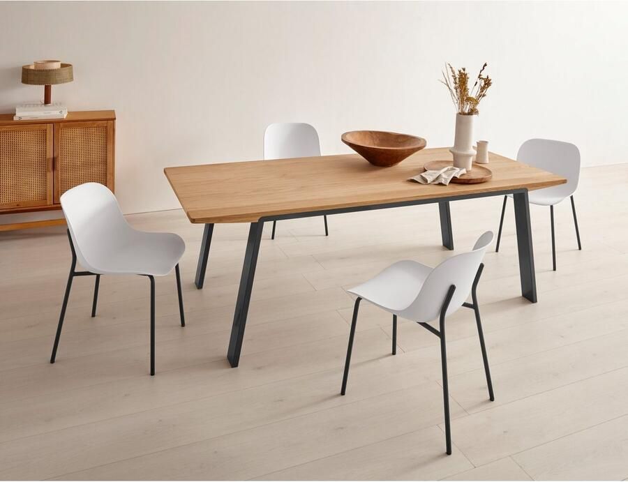 OTTO products Eettafel Flemming Massief eikenhout 175 cm of 225 cm elegant gewelfd tafelblad - Foto 3