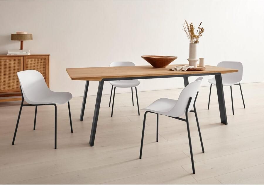 OTTO products Eettafel Flemming Massief eikenhout 175 cm of 225 cm elegant gewelfd tafelblad - Foto 4