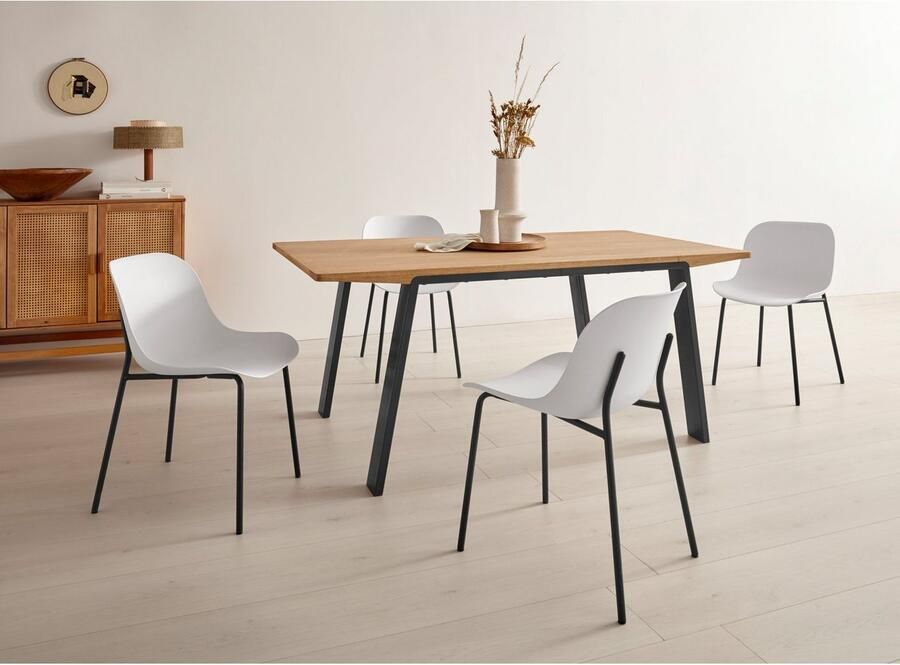 OTTO products Eettafel Flemming Massief eikenhout 175 cm of 225 cm elegant gewelfd tafelblad - Foto 4