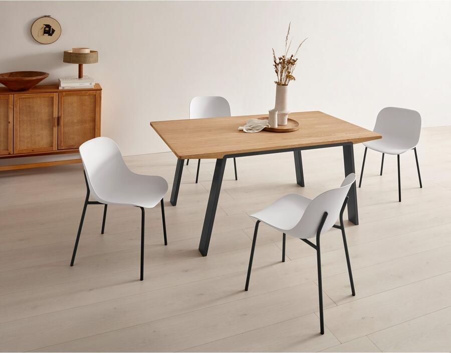 OTTO products Eettafel Flemming Massief eikenhout 175 cm of 225 cm elegant gewelfd tafelblad - Foto 3